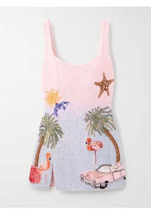 Clio Peppiatt - Miami Embellished Beaded Tulle Mini Dress - Pink - XS,S,M,L,XL