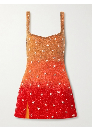 Clio Peppiatt - Gradient Embellished Beaded Tulle Mini Dress - Orange - XS,S,M,L,XL
