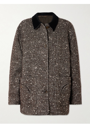 BLAZÉ Milano - Clelia Velvet-trimmed Bouclé Jacket - Brown - 00,1,2,3,4