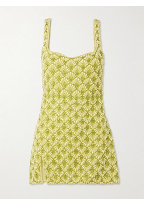 Clio Peppiatt - Ariel Embellished Beaded Tulle Mini Dress - Green - XS,S,M,L,XL