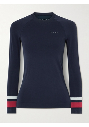 FALKE Ergonomic Sport System - Maximum Warm Striped Jersey Base Layer - Blue - x small,small,medium,large,x large