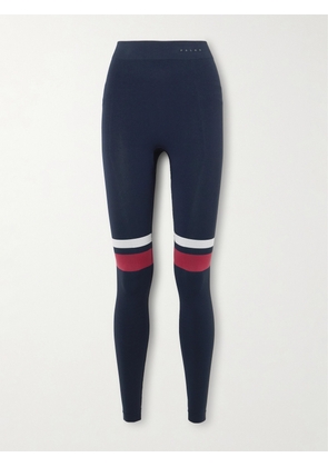 FALKE Ergonomic Sport System - Maximum Warm Striped Recycled-jersey Ski Leggings - Blue - x small,small,medium,large,x large