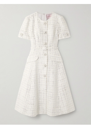 Carolina Herrera - Belted Embellished Metallic Tweed Midi Dress - Ivory - US2,US4,US6,US8,US10