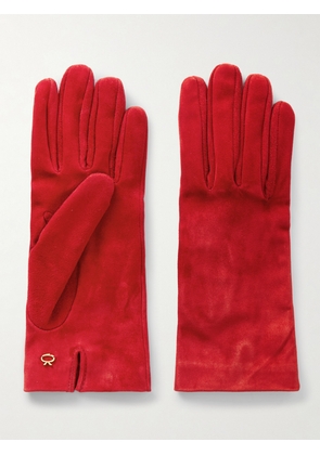 Gianvito Rossi - Embellished Suede Gloves - Red - S,M,L