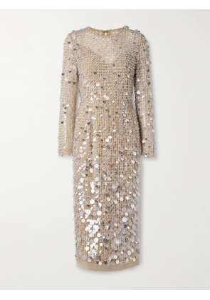 Carolina Herrera - Embellished Tulle Midi Dress - Neutrals - US0,US2,US6,US8