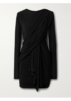 MARANT ÉTOILE - Georgia Ruched Draped Stretch-jersey Mini Dress - Black - FR 34,FR 36,FR 38,FR 40,FR 42,FR 44