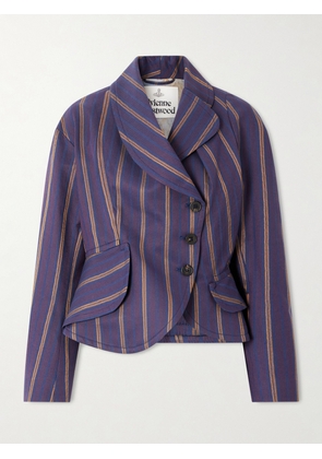 Vivienne Westwood - Stormy Asymmetric Striped Cotton-blend Blazer - Purple - IT40,IT42,IT44