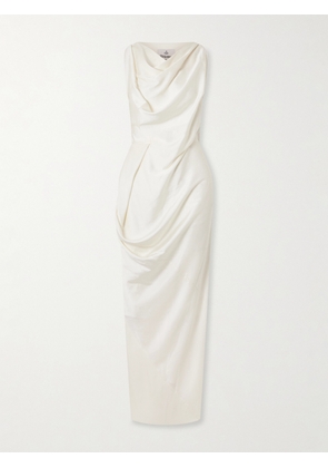 Vivienne Westwood - Long Fond Draped Crinkled-satin Maxi Dress - Ivory - IT36,IT38,IT40,IT42,IT44,IT46