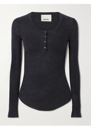 MARANT ÉTOILE - Idite Ribbed Cashmere And Silk-blend Henley Top - Gray - FR 34,FR 36,FR 38,FR 40,FR 42,FR 44