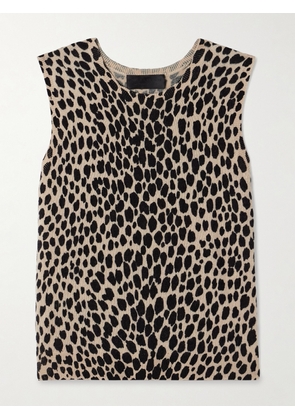 Nili Lotan - Nessa Cheetah-print Cashmere Tank - Brown - x small,small,medium,large,x large