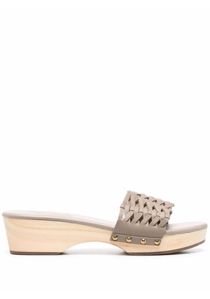 Ancient Greek Sandals interwoven-detail leather clogs - Grey