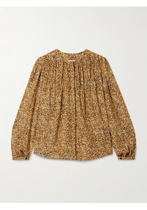 MARANT ÉTOILE - Sally Printed Stretch-silk Crepe De Chine Blouse - Brown - FR 34,FR 36,FR 38,FR 40,FR 42,FR 44
