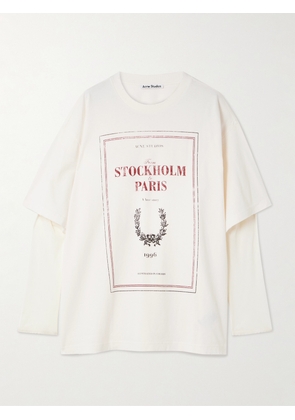 Acne Studios - Layered Mesh-trimmed Cotton-jersey T-shirt - Off-white - xx small,x small,small,medium,large