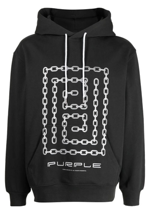 Purple Brand French chain-link print hoodie - Black