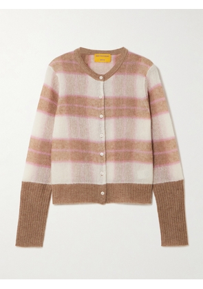 Guest In Residence - Shadow Striped Wool, Silk And Cashmere-blend Cardigan - Brown - x small,small,medium,large,x large