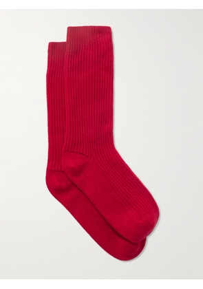 LISA YANG - Zera Ribbed Cashmere Socks - Red - One size