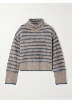LISA YANG - Floren Striped Brushed-cashmere Turtleneck Sweater - Metallic - 01,2