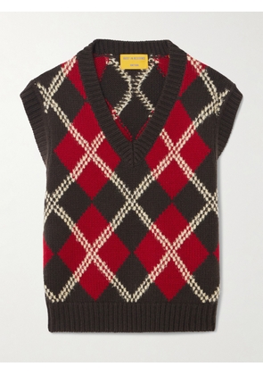 Guest In Residence - Argyle Wool-blend Vest - Red - x small,small,medium,large,x large