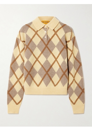 Guest In Residence - Argyle Wool-blend Sweater - Yellow - x small,small,medium,large,x large