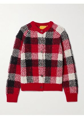 Guest In Residence - Checked Wool-blend Cardigan - Red - x small,small,medium,large,x large