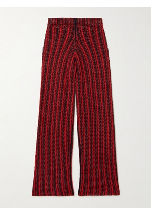 The Elder Statesman - Nora Lite Open-knit Cotton Wide-leg Pants - Red - x small,small,medium,large