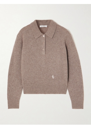 Sporty & Rich - Src Embroidered Cashmere And Wool-blend Polo Sweater - Brown - x small,small,medium,large,x large
