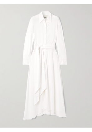 MARANT ÉTOILE - Samantha Belted Asymmetric Modal-blend Midi Shirt Dress - White - FR 34,FR 36,FR 38,FR 40,FR 42,FR 44