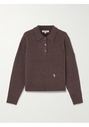 Sporty & Rich - Src Embroidered Cashmere And Wool-blend Polo Sweater - Brown - x small,small,medium,large,x large
