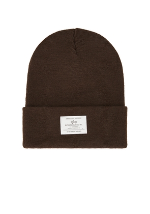 ALPHA INDUSTRIES Essential Beanie in Brown.