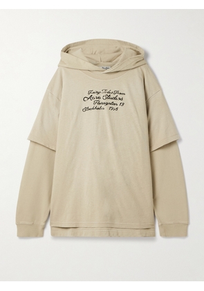Acne Studios - Oversized Layered Printed Organic Cotton-jersey Hoodie - Neutrals - xx small,x small,small,medium,large