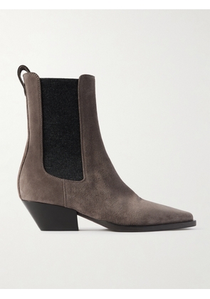 Brunello Cucinelli - Bead-embellished Suede Chelsea Boots - Brown - IT36,IT36.5,IT37,IT37.5,IT38,IT38.5,IT39,IT39.5,IT40,IT40.5,IT41