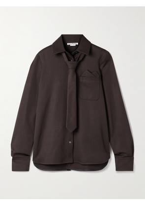 Acne Studios - Tie-detailed Wool-twill Shirt - Brown - DK30,DK32,DK34,DK36,DK38,DK40,DK42