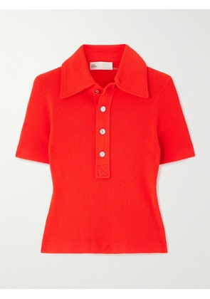 Tory Burch - Maggie Ribbed-knit Polo Shirt - Red - x small,small,medium,large,x large