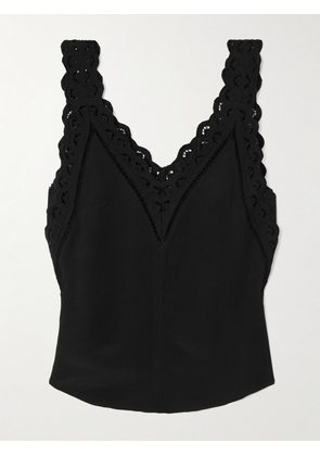 MARANT ÉTOILE - Fradela Guipure Lace-trimmed Poplin Tank - Black - FR 34,FR 36,FR 38,FR 40,FR 42,FR 44