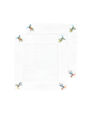 Abbode Skier Napkin in White.