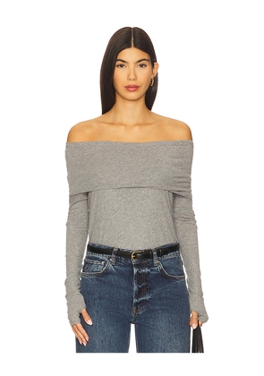 Enza Costa Cashmere Long Sleeve Off-shoulder Top in Grey. Size M. Also in S.