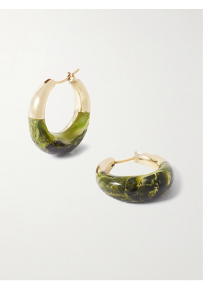 Dinosaur Designs - Small Gold-tone And Resin Hoop Earrings - Green - One size