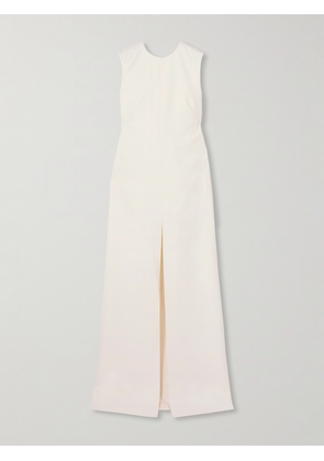 SASUPHI - Tuxedo Open-back Draped Silk-blend Satin-trimmed Wool Maxi Dress - Ivory - IT36,IT38,IT40,IT42,IT44