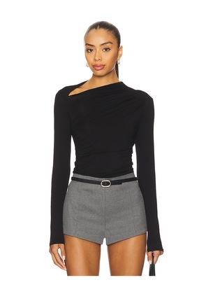 Enza Costa Fluid Jersey Slash Top in Black. Size M. Also in S, XS.