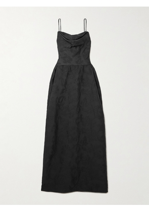 Emilia Wickstead - Kiril Draped Jacquard Gown - Black - UK 4,UK 6,UK 8,UK 10