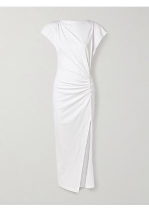 MARANT ÉTOILE - Nadela Asymmetric Gathered Cotton-jersey Maxi Dress - White - FR 34,FR 36,FR 38,FR 40,FR 42,FR 44