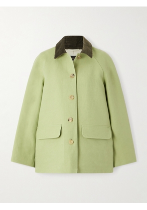 Loro Piana - Broderick Corduroy-trimmed Linen And Silk-blend Coat - Green - IT36,IT38,IT40,IT42,IT44,IT46,IT48,IT50