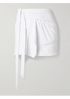 Isabel Marant - Berenice Asymmetric Draped Cotton-jersey Mini Wrap Skirt - White - x small,small,medium,large,x large