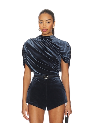Amanda Uprichard x REVOLVE Evianna Velvet Top in Slate. Size L. Also in M, S, XS.