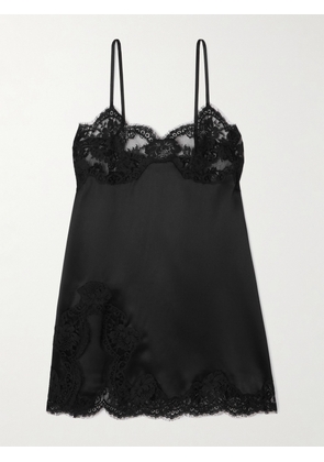 Dolce & Gabbana - Lace-trimmed Silk-blend Satin Mini Dress - Black - IT36,IT38,IT40,IT42