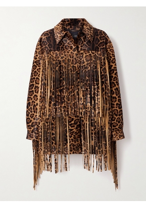 Dolce & Gabbana - Fringed Leopard-print Calf Hair Jacket - Animal print - IT38,IT40