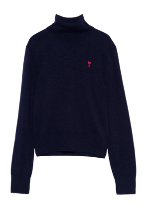 AMI Paris heart-logo turtleneck sweater - Blue