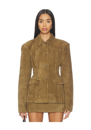 EAVES x Coco Aina Suede Cinched Jacket in Brown. Size S. Also in XS.