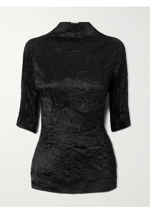 FFORME - Dahlia Crinkled Plissé-satin Blouse - Black - IT38,IT40,IT42,IT44,IT46