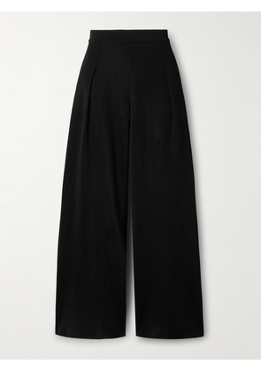 HIGH SPORT - Gene Pleated Stretch-knit Wide-leg Pants - Black - x small,small,medium,large,x large